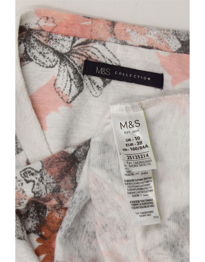 Marks & Spencer Γυναικείο υπερμεγέθη μακρυμάνικο UK 10 Small White Floral