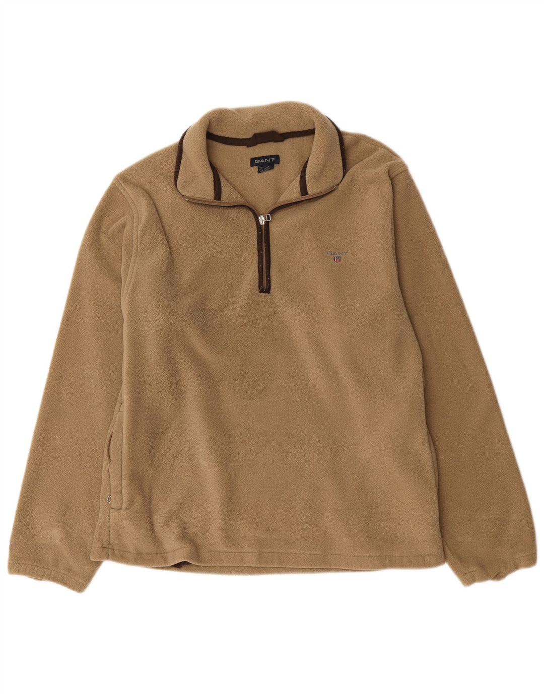 Gant Ανδρικό φερμουάρ Fleece Jumper Μεγάλο Μπεζ Πολυεστέρας