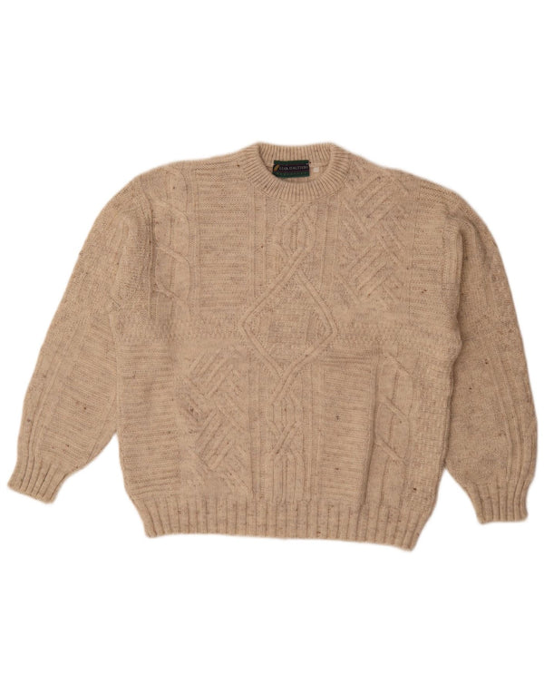 Ανδρικό πουλόβερ Luca D'altieri Loose Fit Crew Neck Jumper IT 50 Medium Beige