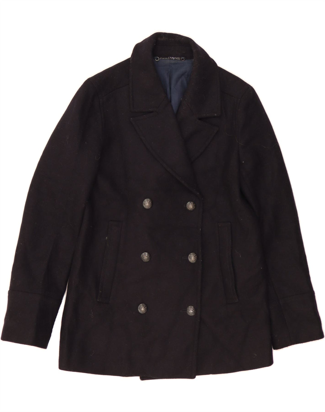 JIGSAW Womens Double Breasted Blazer Jacket UK 8 Small  Black Wool Vintage Jigsaw and Second-Hand Jigsaw from Messina Hembry 