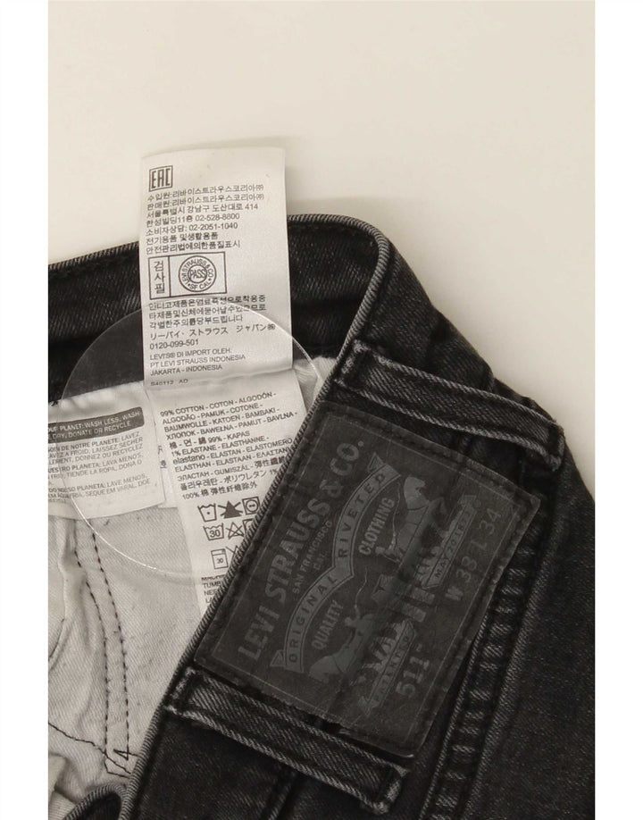 Levi's Mens 511 Slim Jeans W38 L34 Μαύρο βαμβακερό