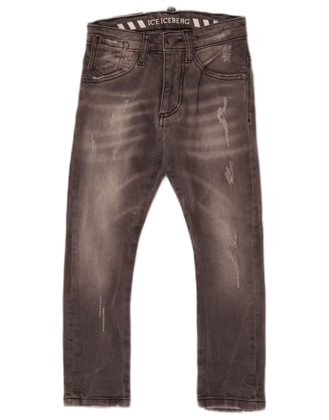 Iceberg Boys Distressed Slim Jeans 6-7 ετών W22 L20 Γκρι