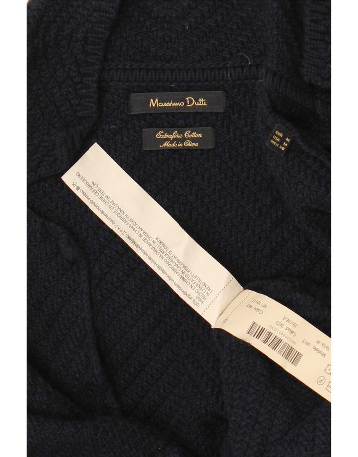 Ανδρικό πουλόβερ ζακέτα Massimo Dutti, μεσαίο μπλε βαμβακερό