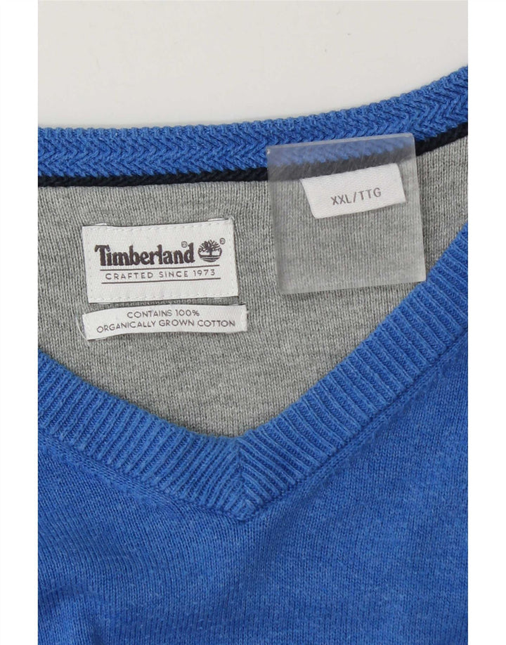 Ανδρικό πουλόβερ Timberland με V λαιμόκοψη 2XL Μπλε βαμβακερό