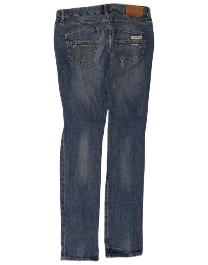 Calvin Klein Womens Distressed Slim Jeans W30 L33 Blue Cotton