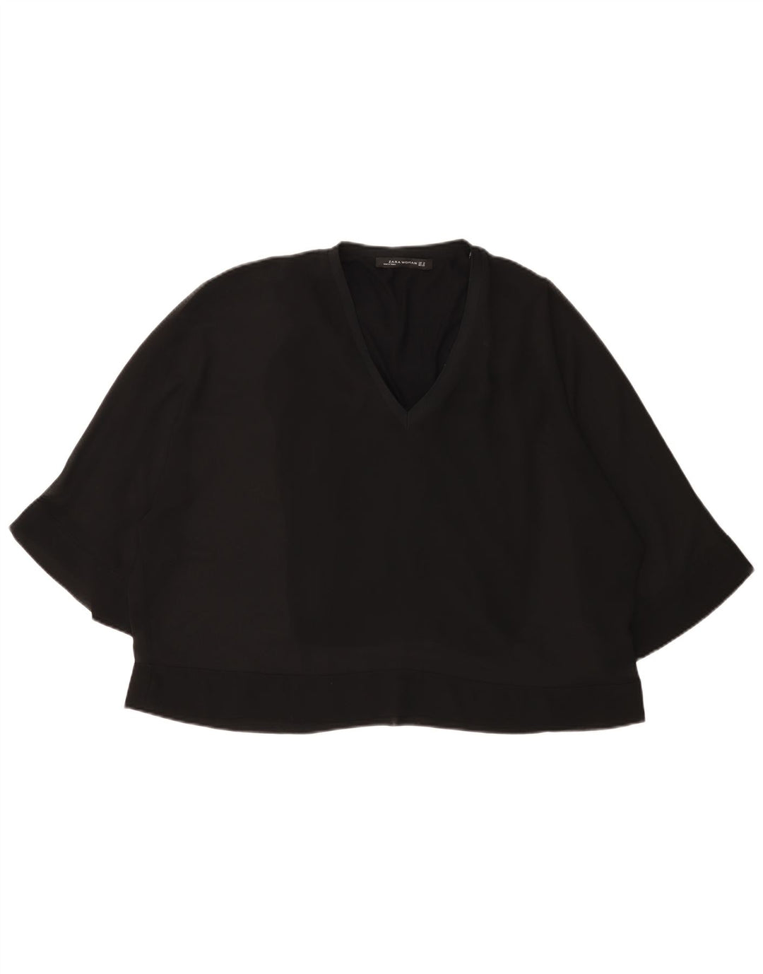 Zara Γυναικεία μπλούζα 3/4 μανίκια τοπ UK 12 Medium Black