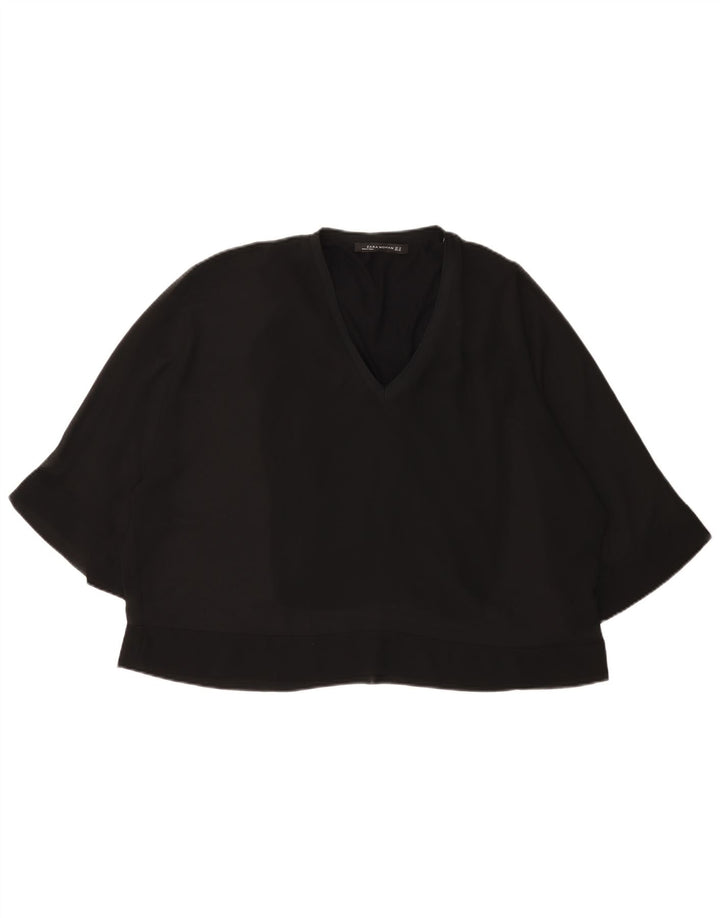 Zara Γυναικεία μπλούζα 3/4 μανίκια τοπ UK 12 Medium Black