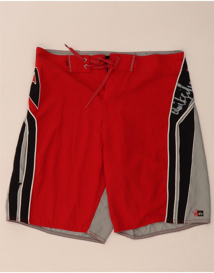 QUIKSILVER Ανδρικό γραφικό σορτς κολύμβησης μεγάλο κόκκινο χρώμα πολυεστέρα