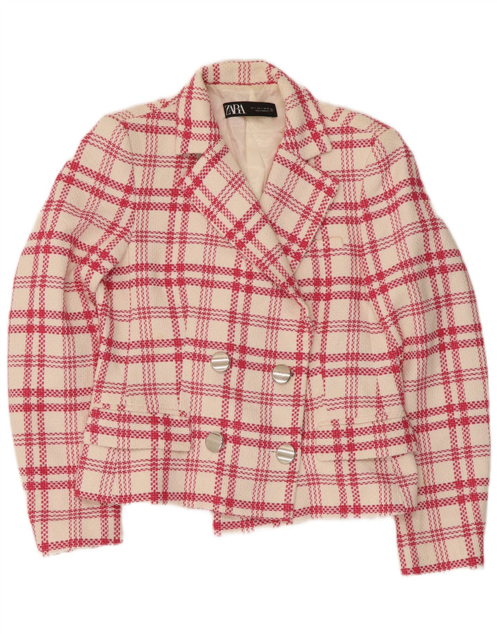 Zara Γυναικείο σακάκι με διπλό στήθος UK 10 Small White Check
