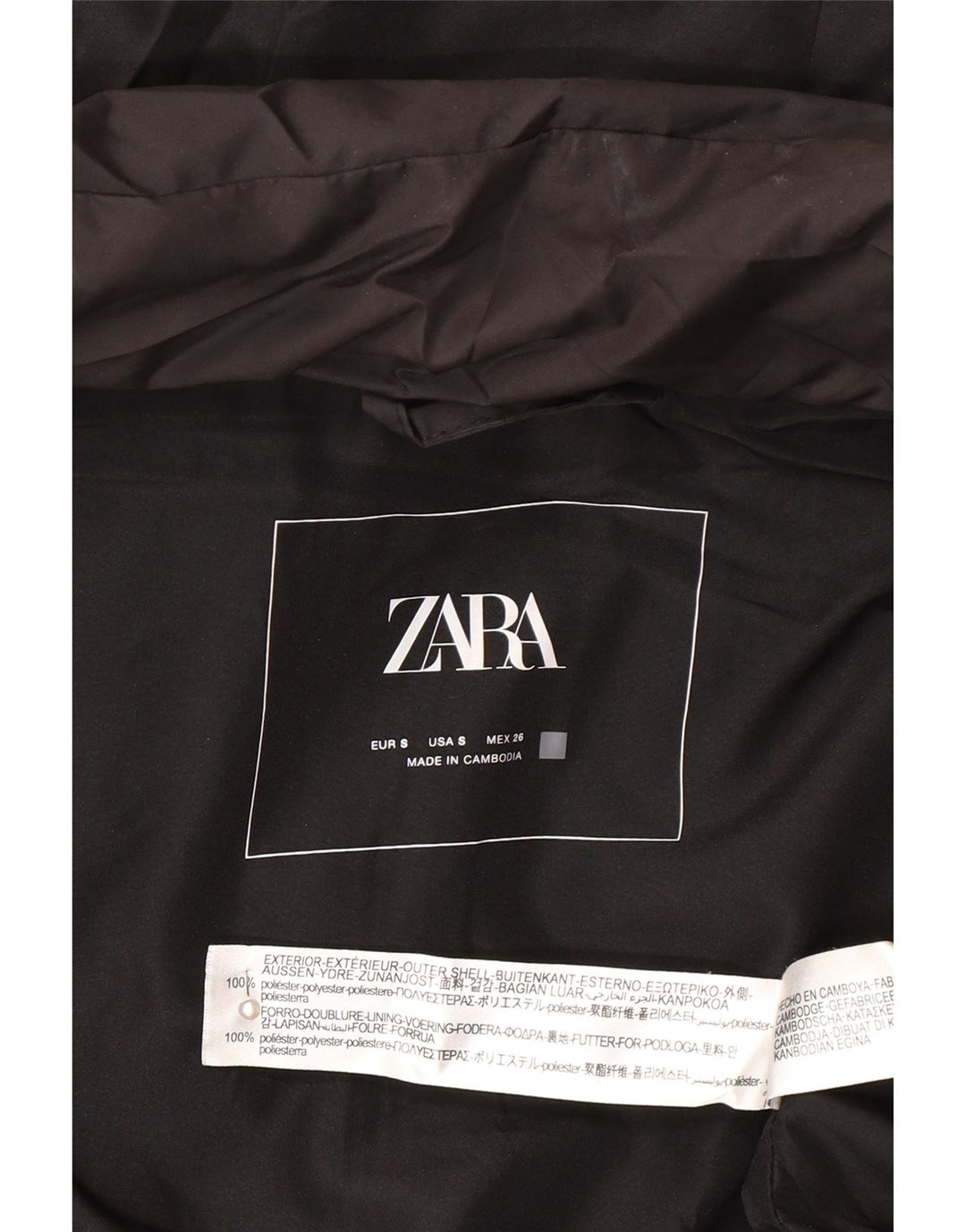 Zara γυναικείο αμάνικο παλτό με κουκούλα UK 14 μεσαίο μαύρο πολυεστέρα