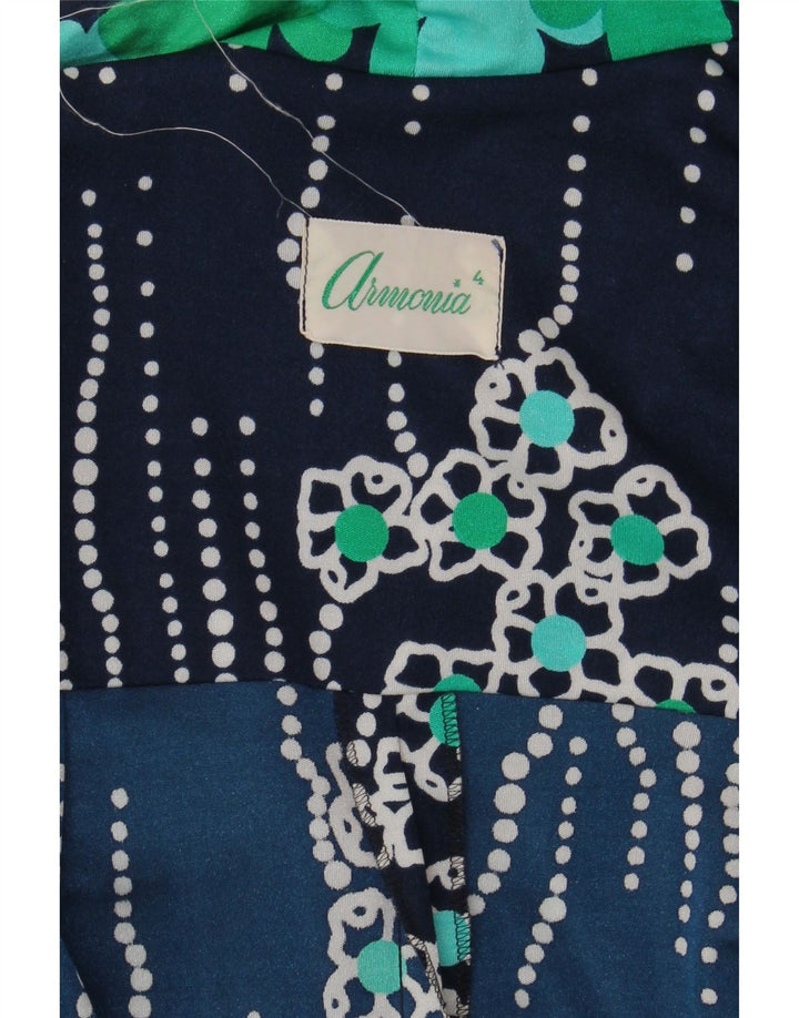 VINTAGE Γυναικείο κοντομάνικο πουκάμισο UK 14 Large Navy Blue Floral