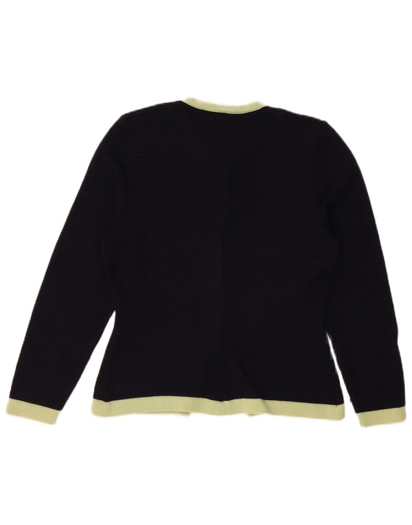 Vintage γυναικεία ζακέτα υπερμεγέθη UK 10 Small Navy Blue Colourblock