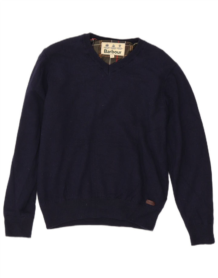 BARBOUR Γυναικείο πουλόβερ με λαιμόκοψη V UK 10 Small Navy Blue Wool