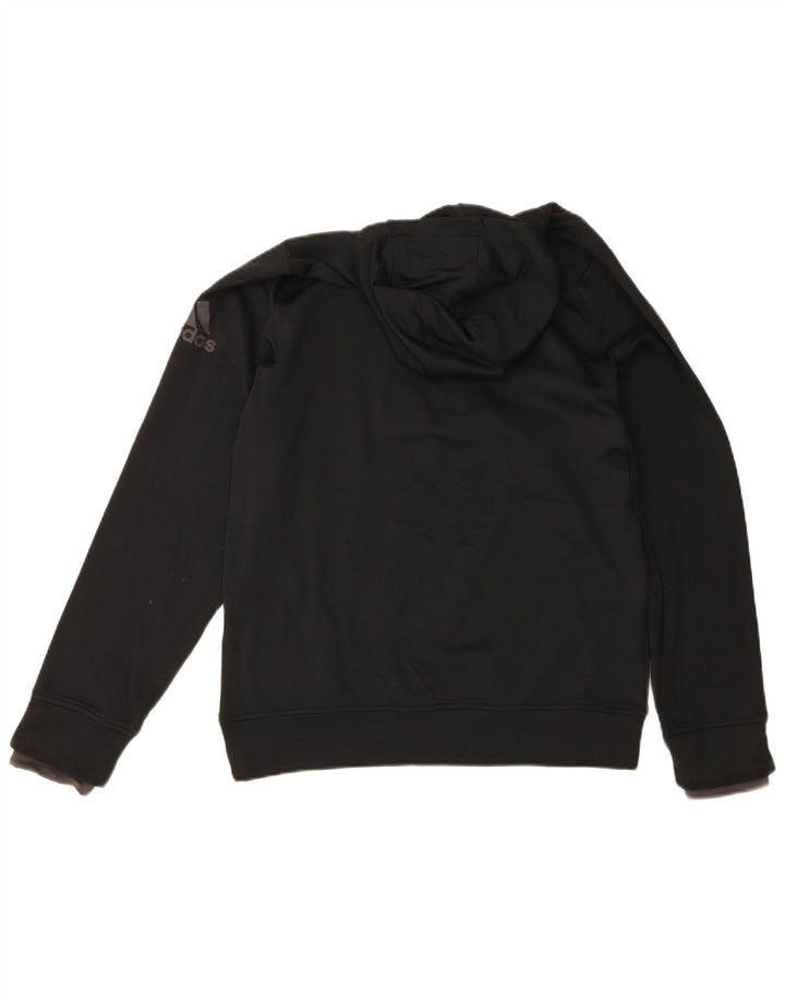 ADIDAS Mens Graphic Zip Neck Hoodie Jumper Medium Black Polyester