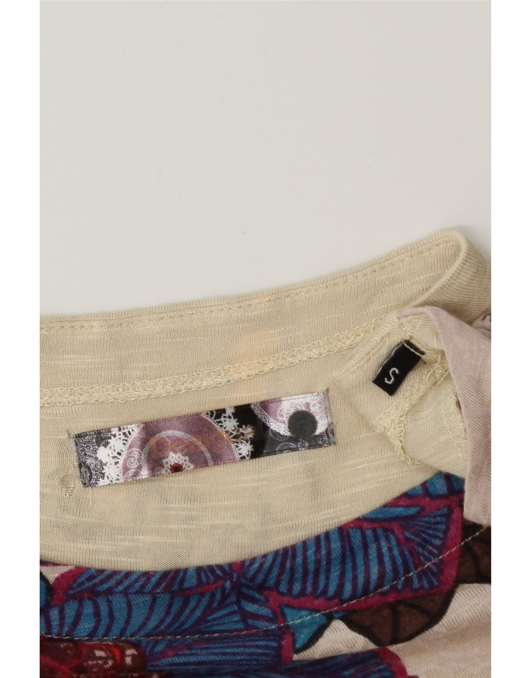 DESIGUAL Γυναικείο τοπ με γραφικό 3/4 μανίκι UK 8 Μικρό πολύχρωμο φλοράλ