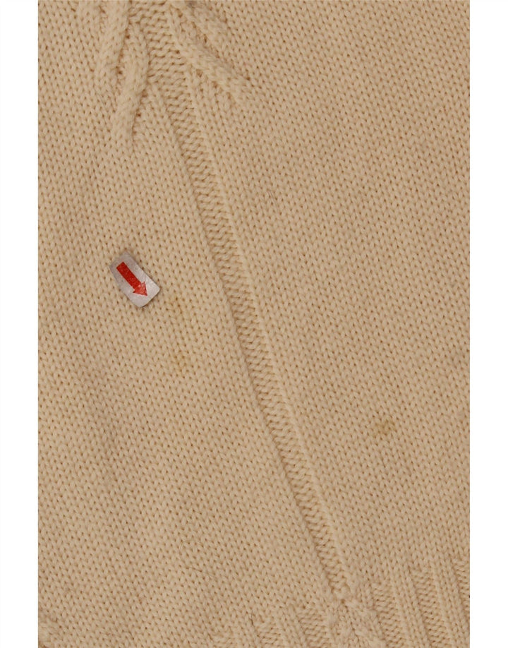 FRANCESCA Γυναικείο πουλόβερ με ρολό λαιμόκοψη UK 16 Μεγάλο μπεζ νέο μαλλί