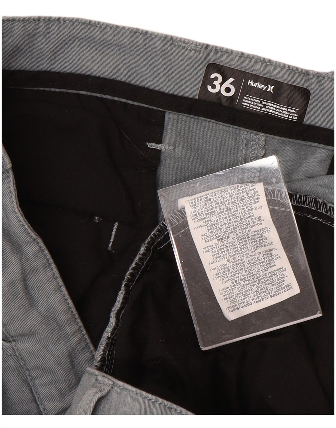 Ανδρικό ίσιο παντελόνι Chino HURLEY W36 L32 Γκρι βαμβακερό