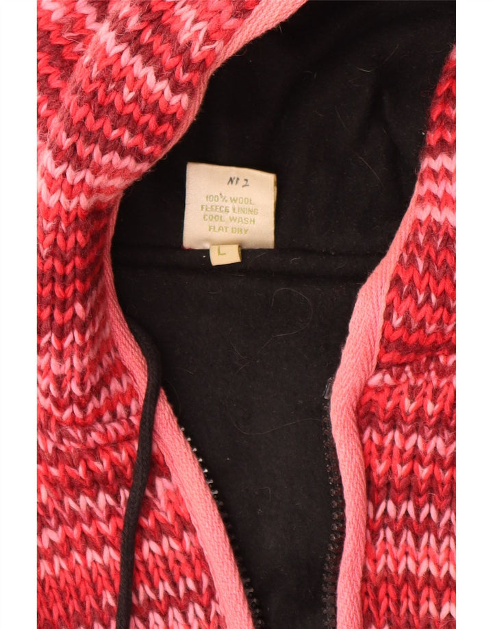 VINTAGE Γυναικείο πουλόβερ με κουκούλα ζακέτα UK 16 Μεγάλο κόκκινο μαλλί