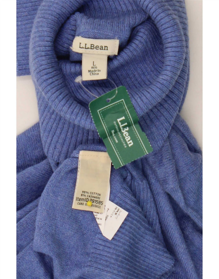 Ανδρικό πουλόβερ με ρολό λαιμόκοψη L.L.Bean Μεγάλο μπλε βαμβακερό