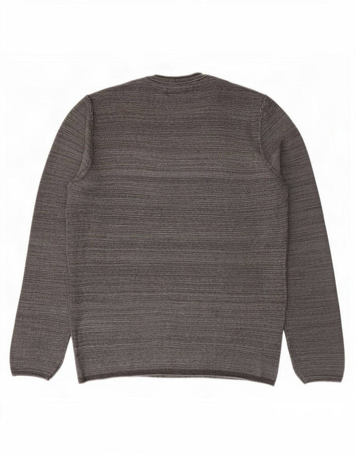 Jack & Jones Ανδρικό πουλόβερ με λαιμόκοψη, μικρό γκρι βαμβακερό