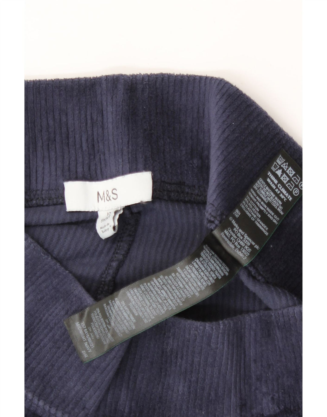 Marks & Spencer Γυναικεία βελούδινα κολάν UK 12 Medium Navy Blue Cotton