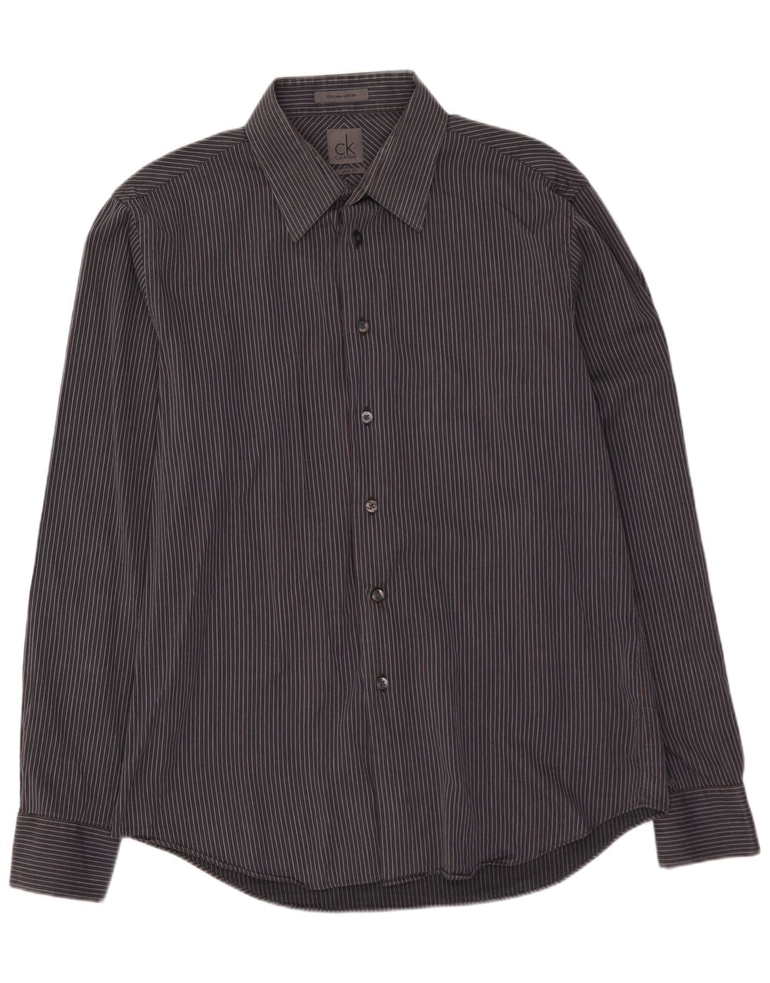 CALVIN KLEIN Ανδρικό πουκάμισο Slim Fit Μέγεθος 41 16 Μεγάλο γκρι ριγέ βαμβακερό