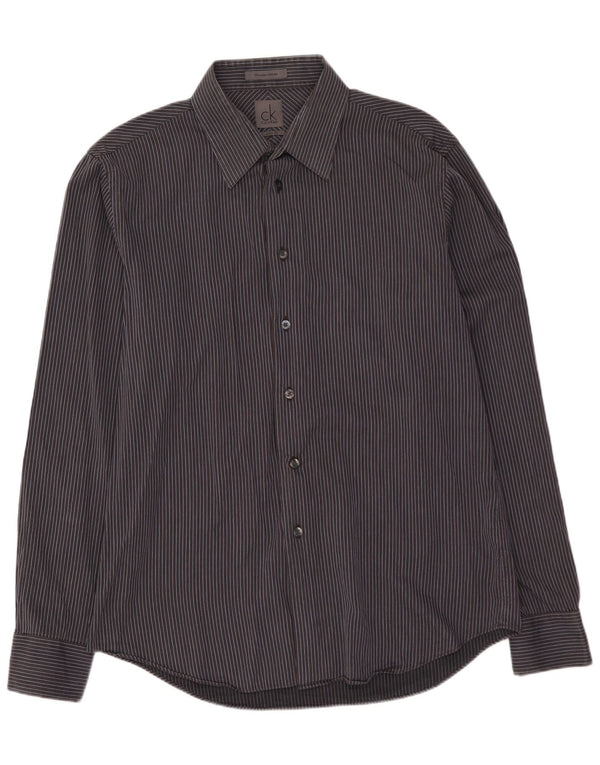 CALVIN KLEIN Ανδρικό πουκάμισο Slim Fit Μέγεθος 41 16 Μεγάλο γκρι ριγέ βαμβακερό