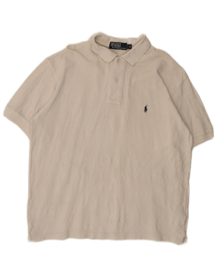 Polo Ralph Lauren Ανδρικό πουκάμισο πόλο, μεσαίο λευκό βαμβακερό