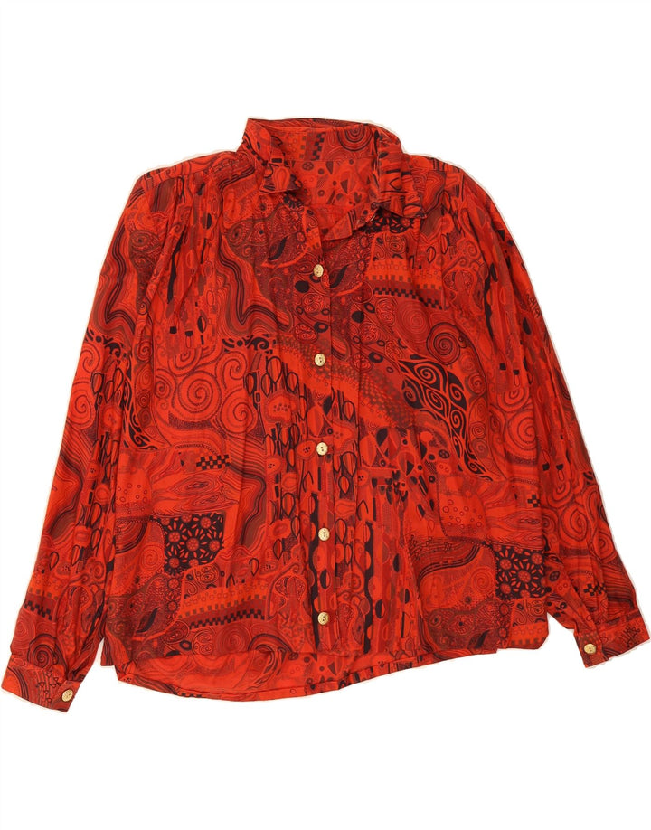 VINTAGE Womens Abstract Pattern Oversized Shirt Blouse UK 18 2XL Red Vintage Vintage and Second-Hand Vintage from Messina Hembry 