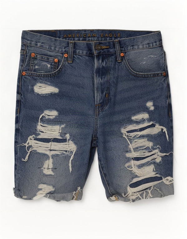 Ανδρικό τζιν σορτς American Eagle Distressed W31 από μεσαίο μπλε βαμβακερό