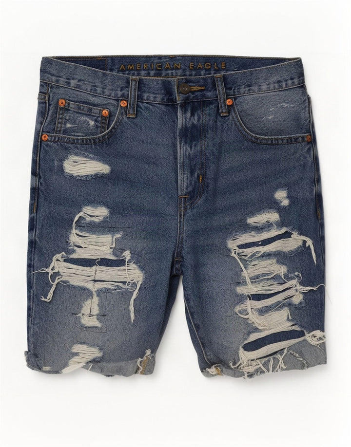 Ανδρικό τζιν σορτς American Eagle Distressed W31 από μεσαίο μπλε βαμβακερό