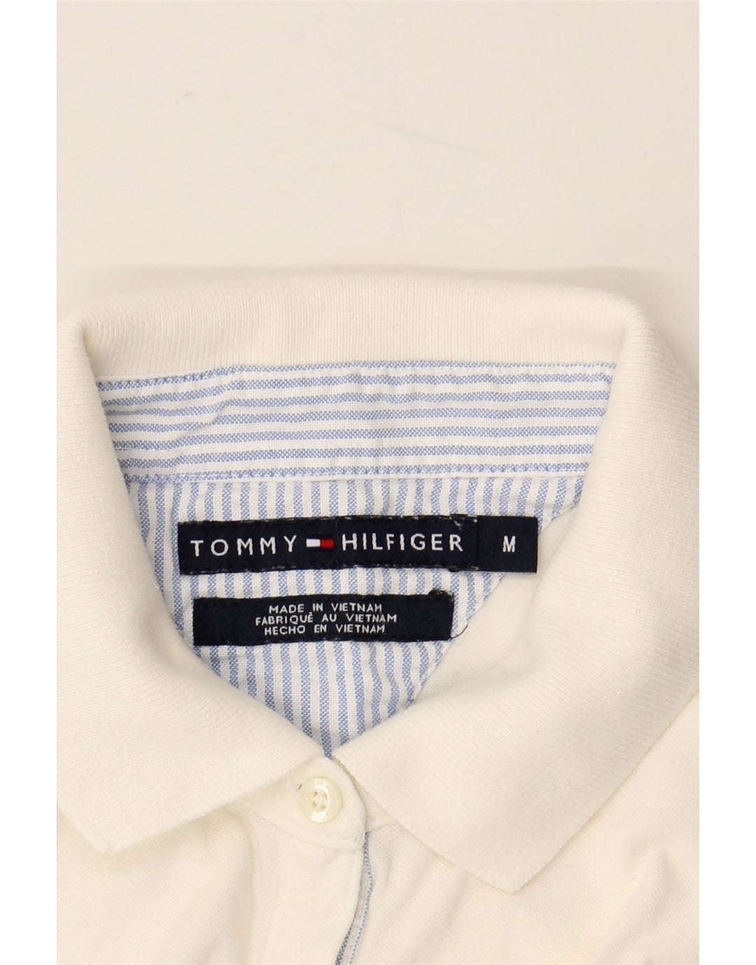 Γυναικείο μπλουζάκι πόλο TOMMY HILFIGER UK 14 Medium White