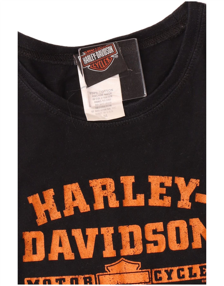Γυναικείο γραφικό μπλουζάκι HARLEY DAVIDSON Top UK 12 μεσαίο μαύρο βαμβακερό