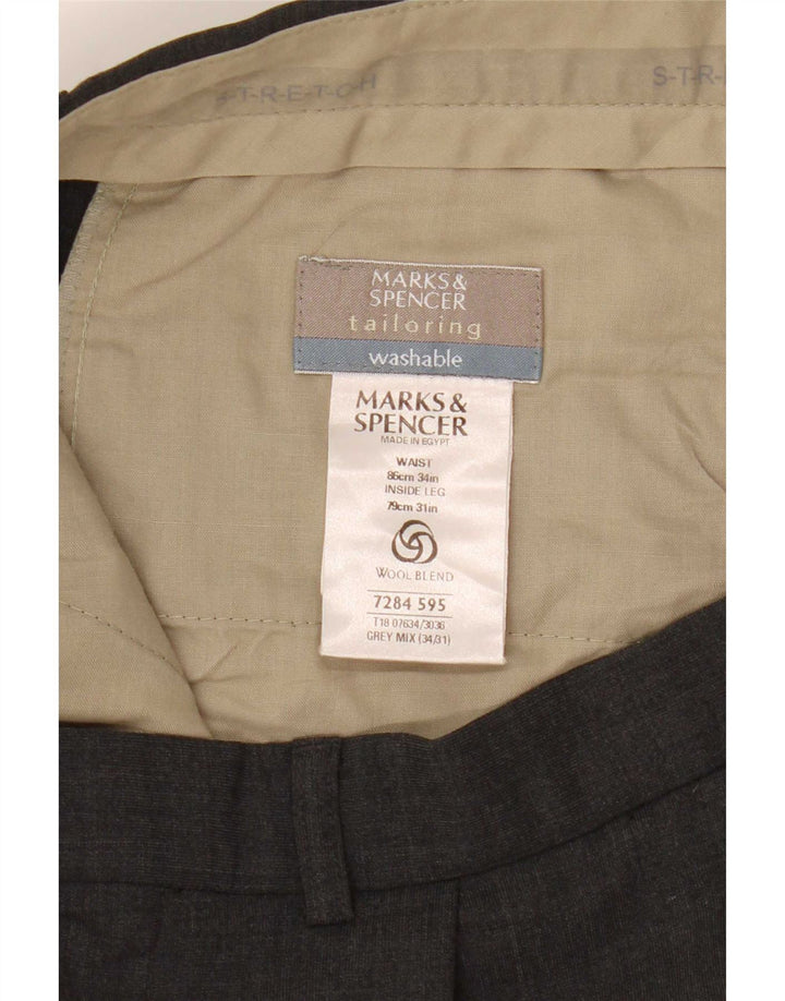 Marks & Spencer Ανδρικό παντελόνι με καρφωτό κοστούμι W34 L28 Γκρι πολυεστέρας