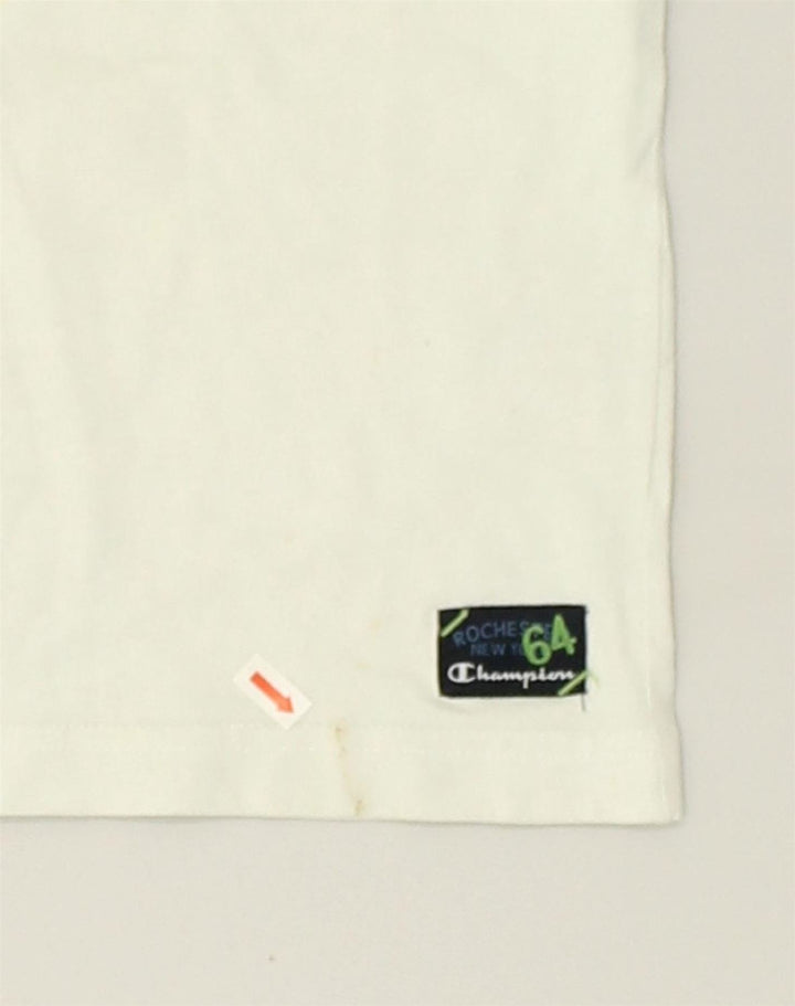 CHAMPION Boys Graphic T-Shirt Top 3-4 Years 2XS Off White Cotton | Vintage Champion | Thrift | Second-Hand Champion | Used Clothing | Messina Hembry 
