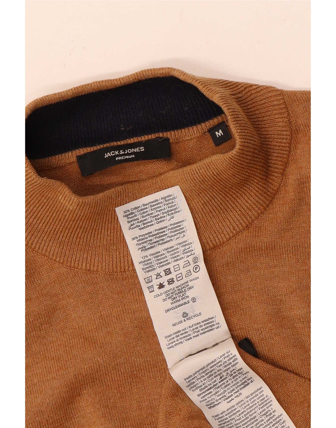 Jack & Jones Ανδρικό πουλόβερ με λαιμό χελώνα, μεσαίο καφέ βαμβακερό