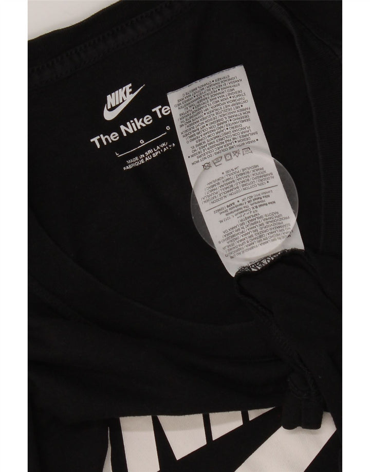 Ανδρικό γραφικό μπλουζάκι Nike, μεγάλο μαύρο βαμβακερό
