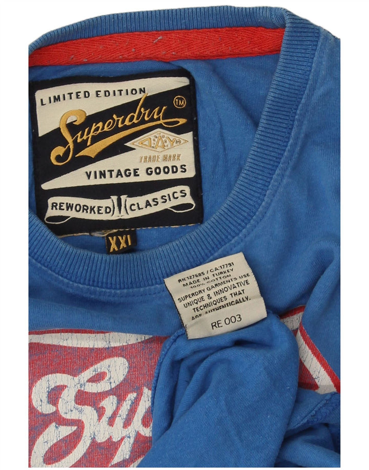 Superdry Ανδρικό γραφικό T-Shirt Top 2XL Μπλε βαμβακερό