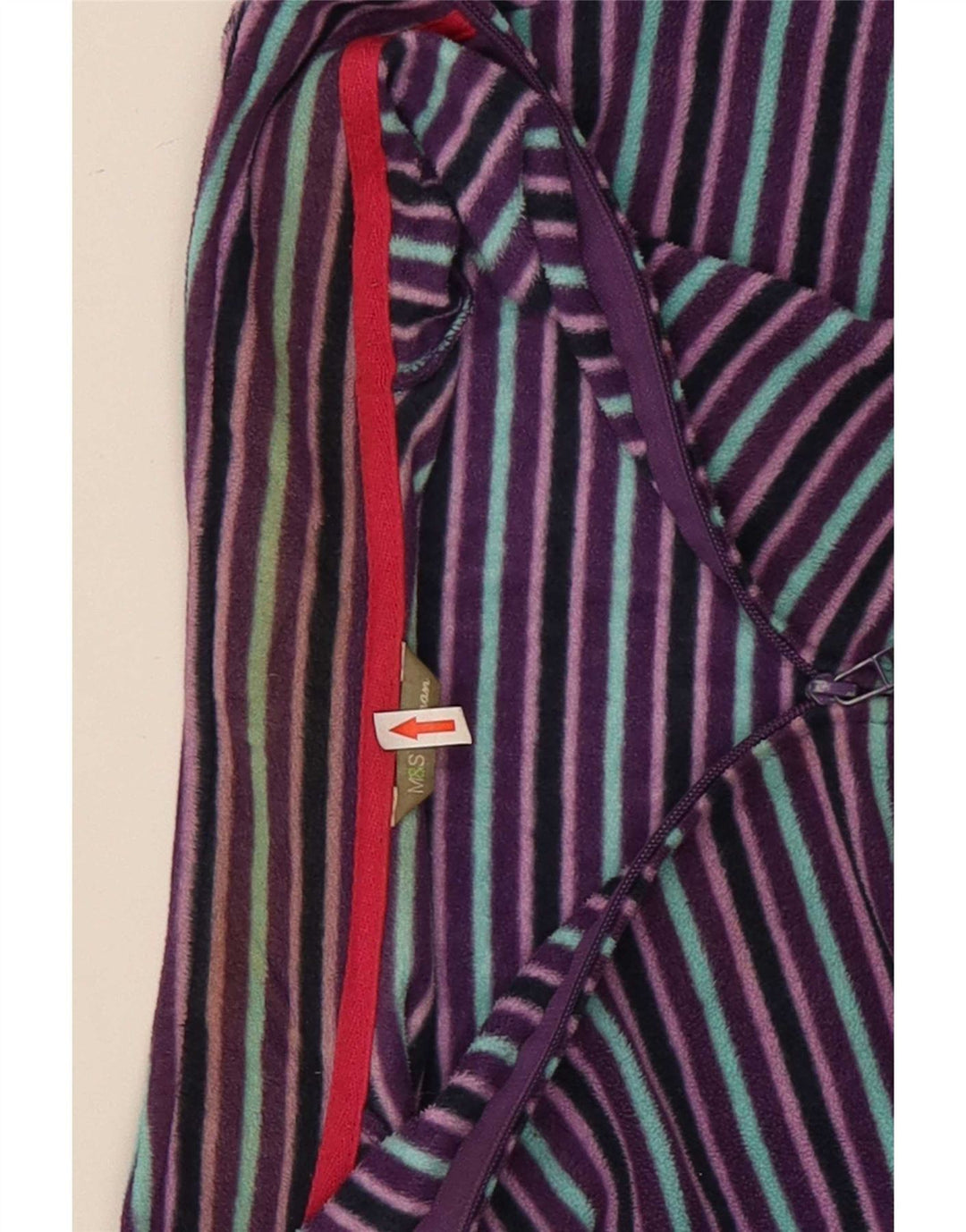 Marks & Spencer Γυναικείο Fleece Jacket UK 22 2XL Μωβ ριγέ πολυεστέρας