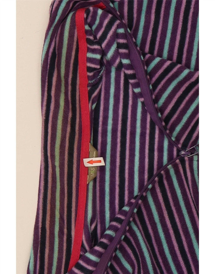 Marks & Spencer Γυναικείο Fleece Jacket UK 22 2XL Μωβ ριγέ πολυεστέρας