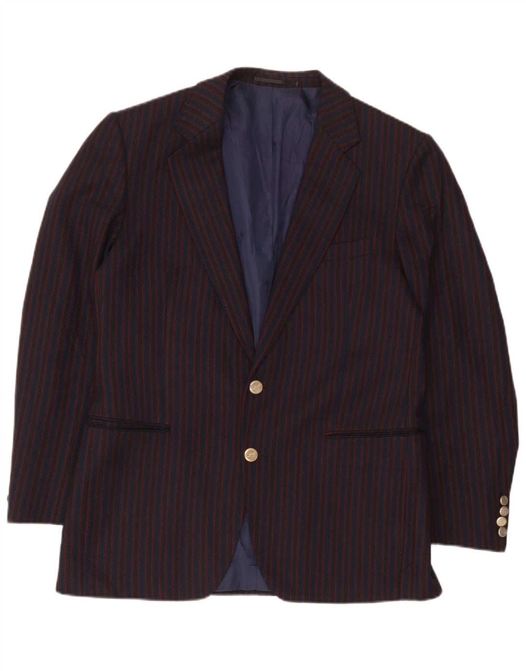 Vintage ανδρικό τζάκετ blazer UK 38 μεσαίου μπλε ριγέ μαλλί