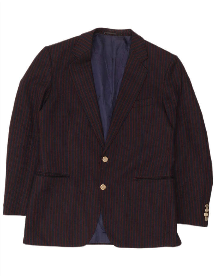 Vintage ανδρικό τζάκετ blazer UK 38 μεσαίου μπλε ριγέ μαλλί