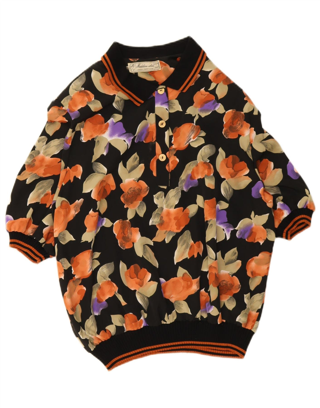 Vintage γυναικείο πουλόβερ πουκάμισο IT 52 2XL Μαύρο Floral