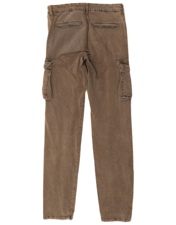 VINTAGE Womens Slim Fit Cargo Trousers IT 44 Medium W32 L33 Khaki Cotton