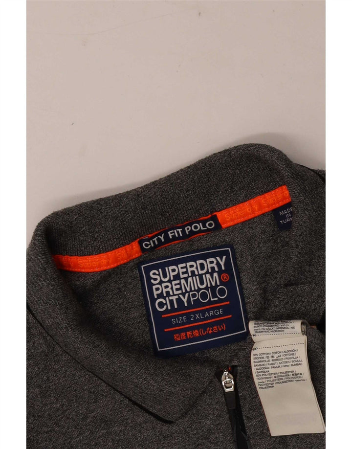Superdry Mens Polo Shirt 2XL Grey Flecked Cotton