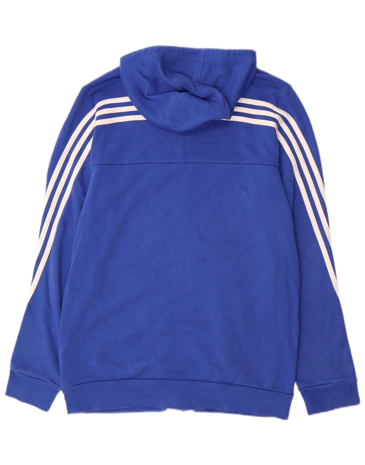 ADIDAS Boys Zip Hoodie πουλόβερ 15-16 ετών Μπλε βαμβακερό