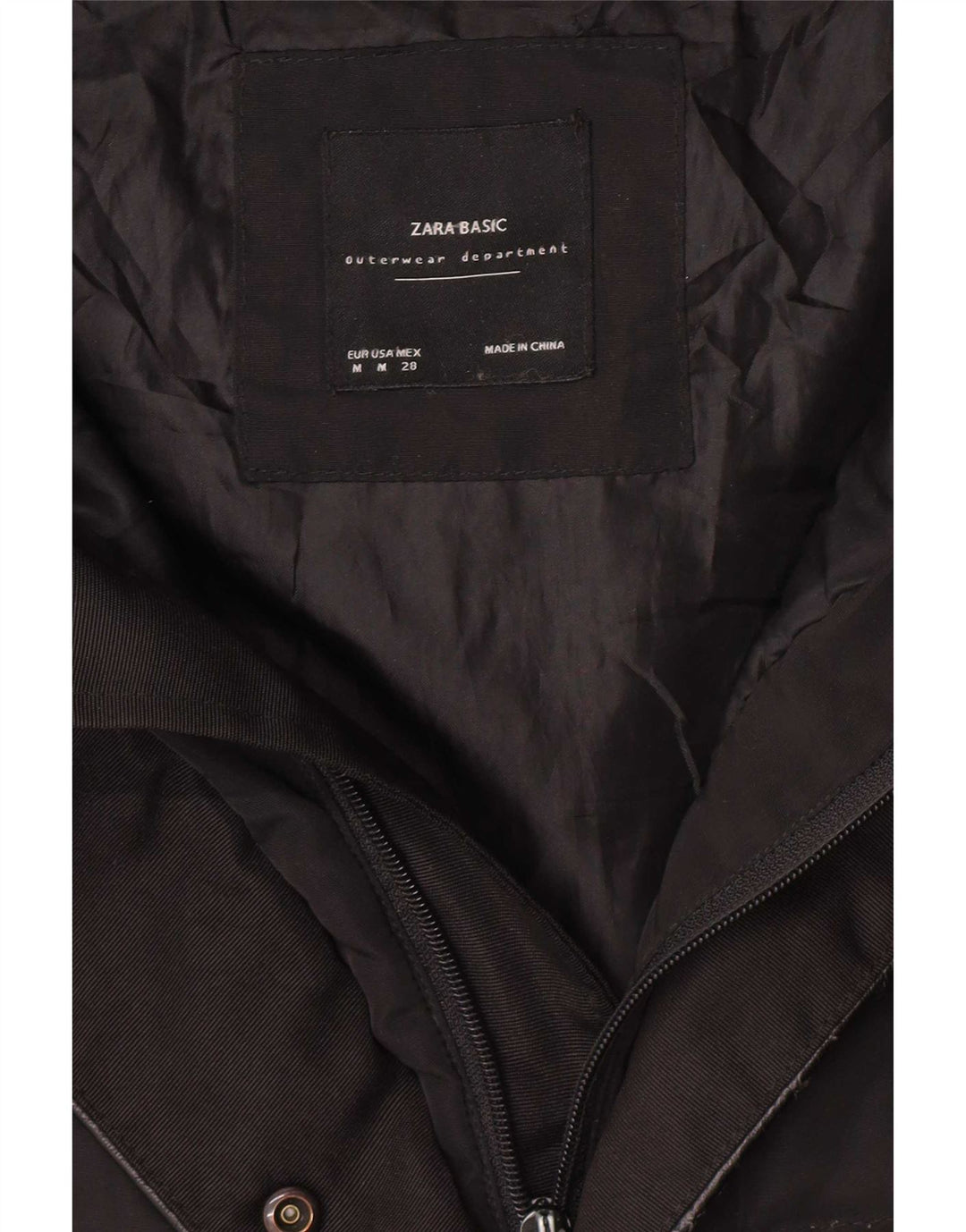 Zara Γυναικείο παλτό με κουκούλα UK 14 Medium Black