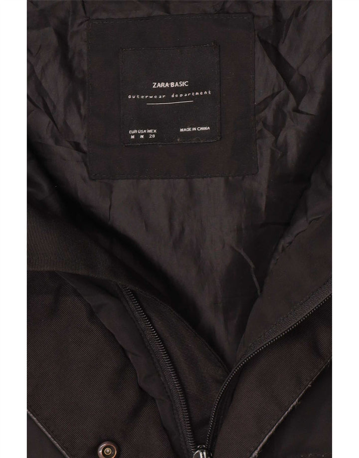Zara Γυναικείο παλτό με κουκούλα UK 14 Medium Black