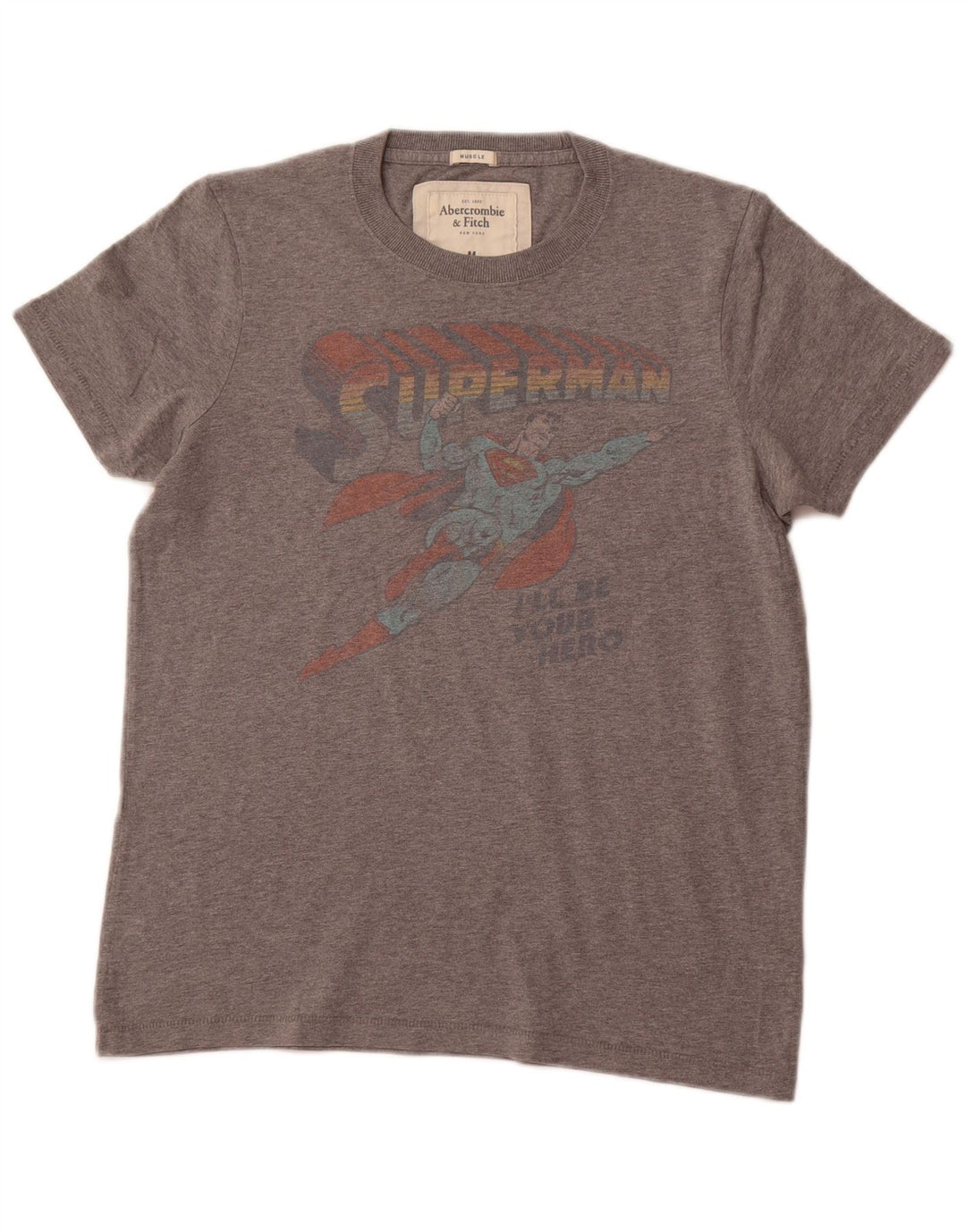 Ανδρικό γραφικό μπλουζάκι ABERCROMBIE & FITCH Τοπ μεσαίου γκρι βαμβακερό