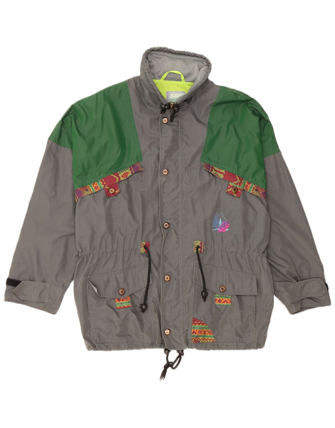 Vintage Ανδρικό Loose Fit Utility Jacket UK 38 Medium Grey Polyamide